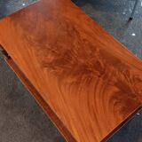 Coffee table / side table in mahogany with a rattan shelf.