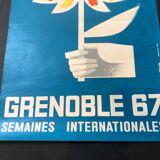 Rare poster grenoble 1967 snow programme olympic winter games autrans chamrousse saint nizier