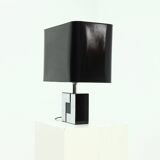 Decorative Laminated Wood and Chromed Steel Table Lamp 1970s