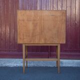 Vanity unit and its swivel armchair, Scandinavian furniture, desk, console, 50s
