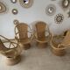 4 swivel basket chairs in bamboo and rattan