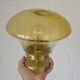Amber Bubble Glass Ceiling Light, Brass Semi Flush Mount, Mushroom Lamp