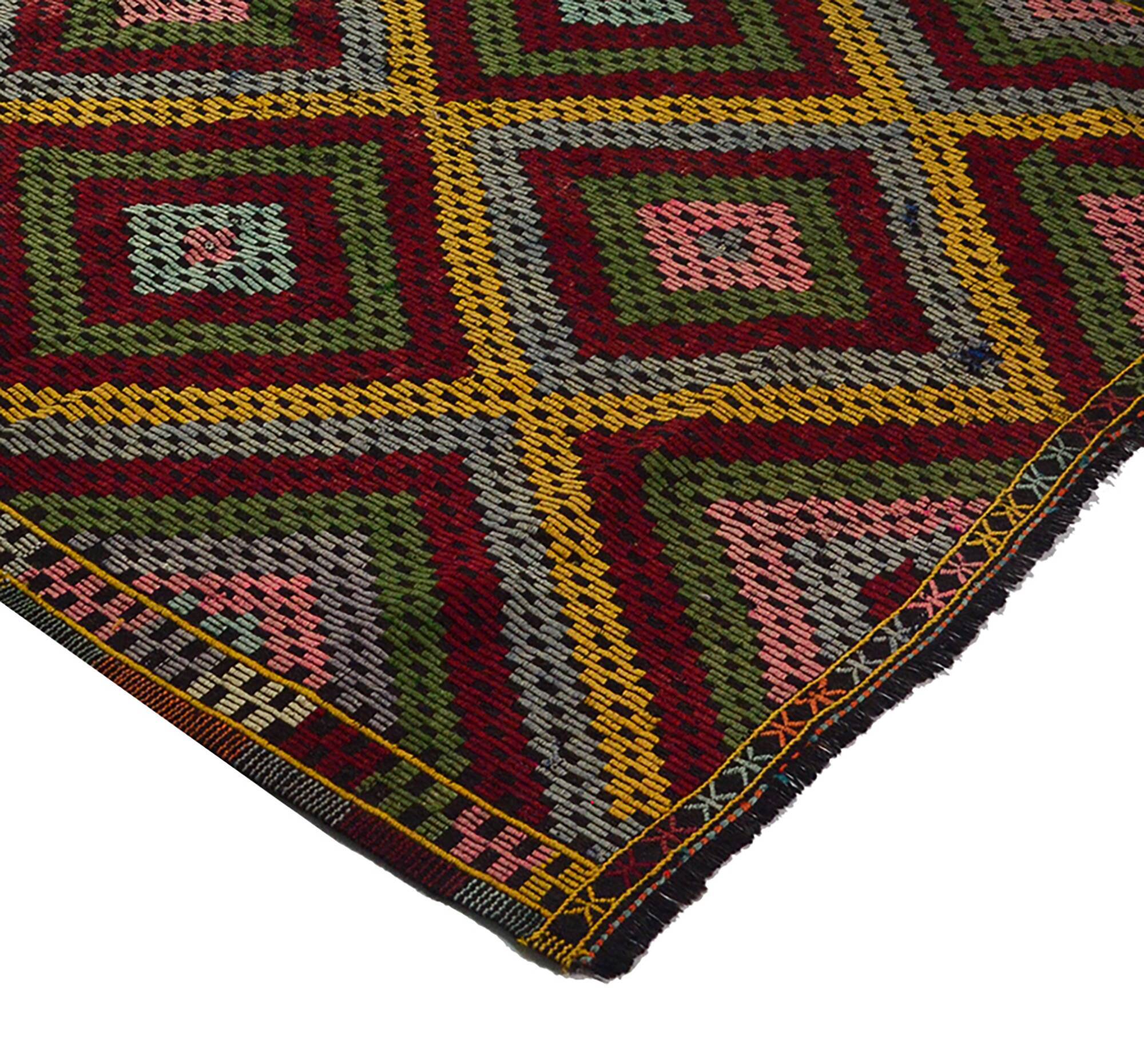 Grand Turkish Kilim Yoruk Vintage 211x310 cm Geometric Multicoloured