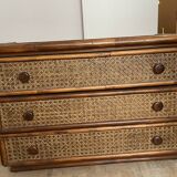 Roche Bobois chest of drawers in rattan and wicker, 1980s
