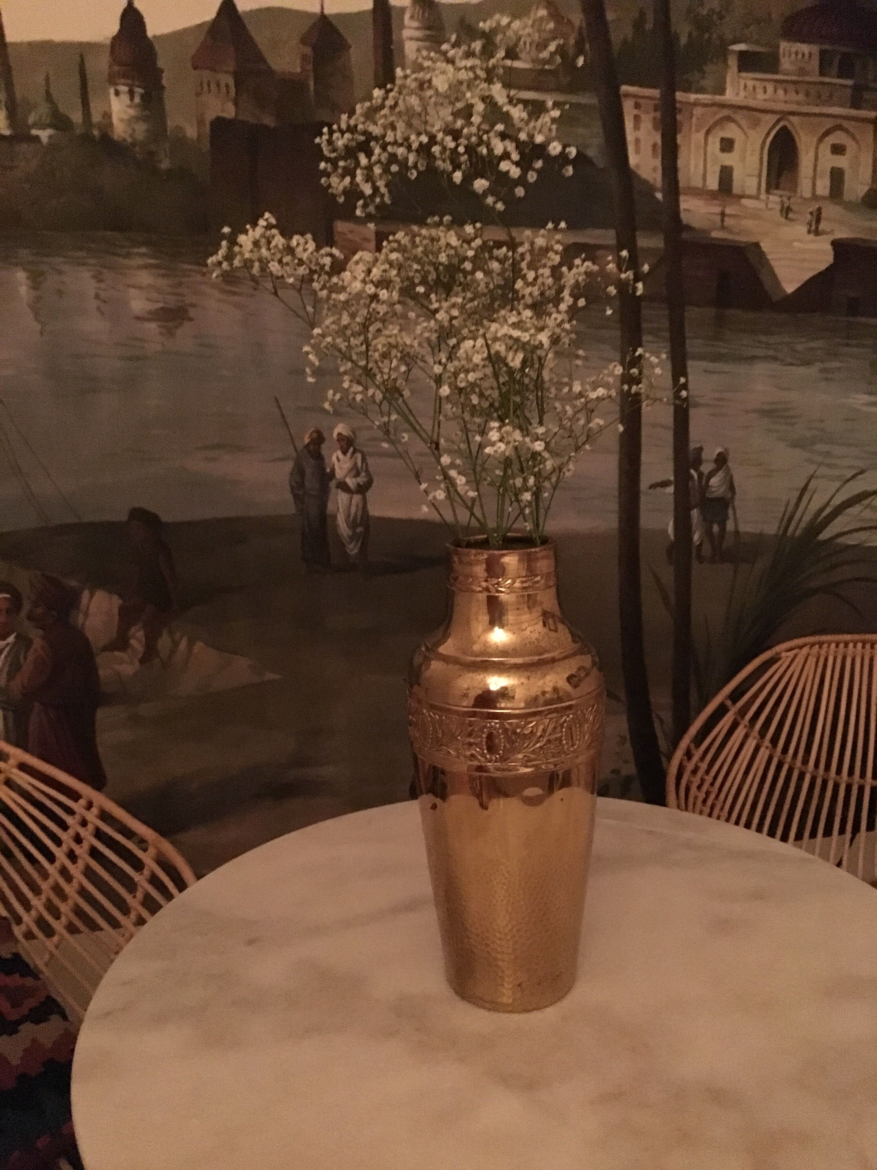 Yellow copper vase signed gbn art deco