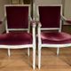 Set of 8 Louis XVI style chairs – Patinated wood and velvet