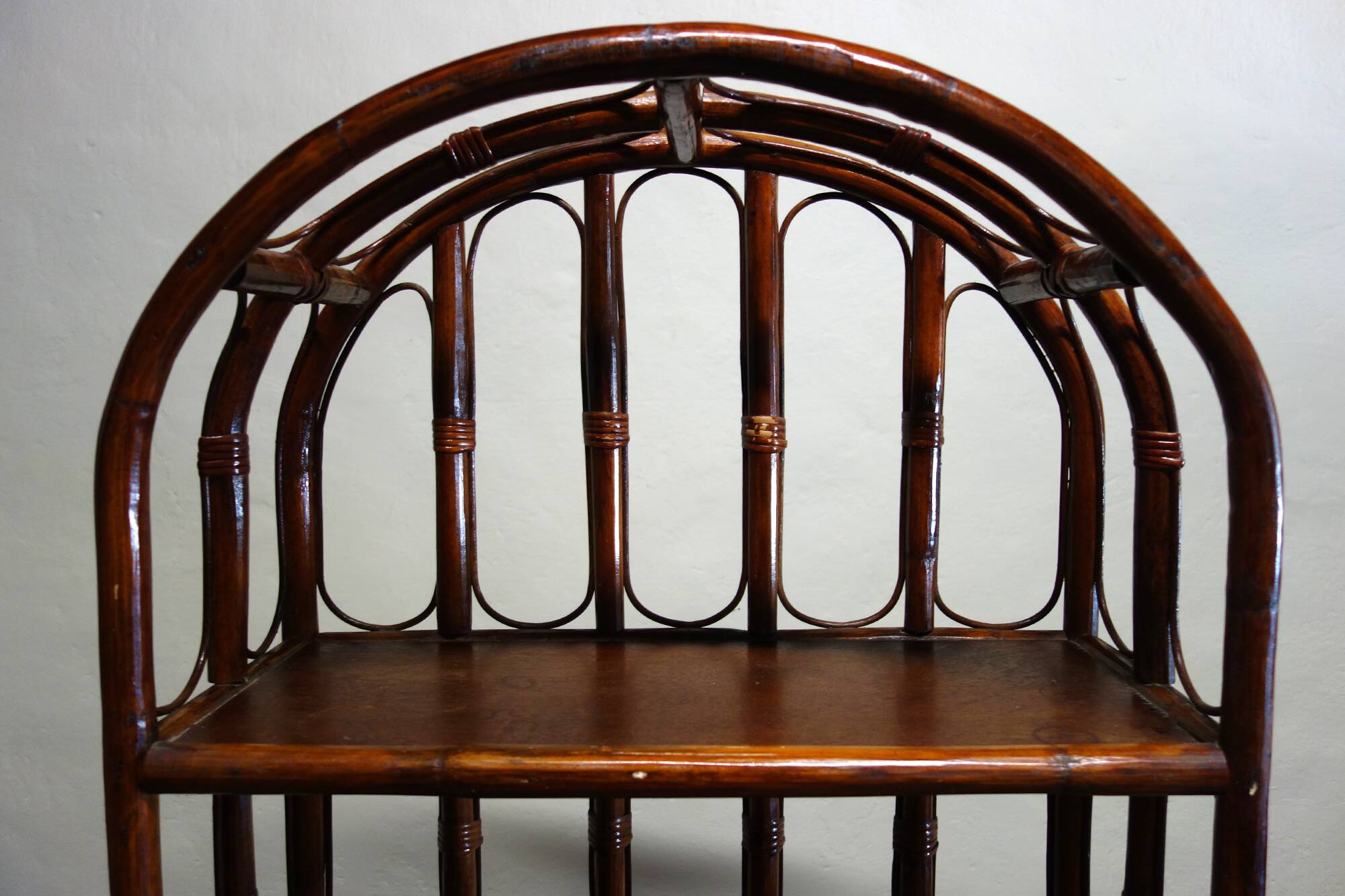 Bamboo rattan bookcase shelf from the 50s