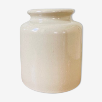 Beige enamelled sandstone pot