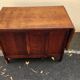 Beautiful 1940s beechwood desk with drop-leaf front