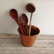 Cache hammered copper pot