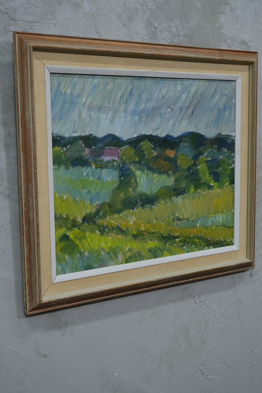 Knut lindström, swedish modern painting, 1954, oil on canvas, framed