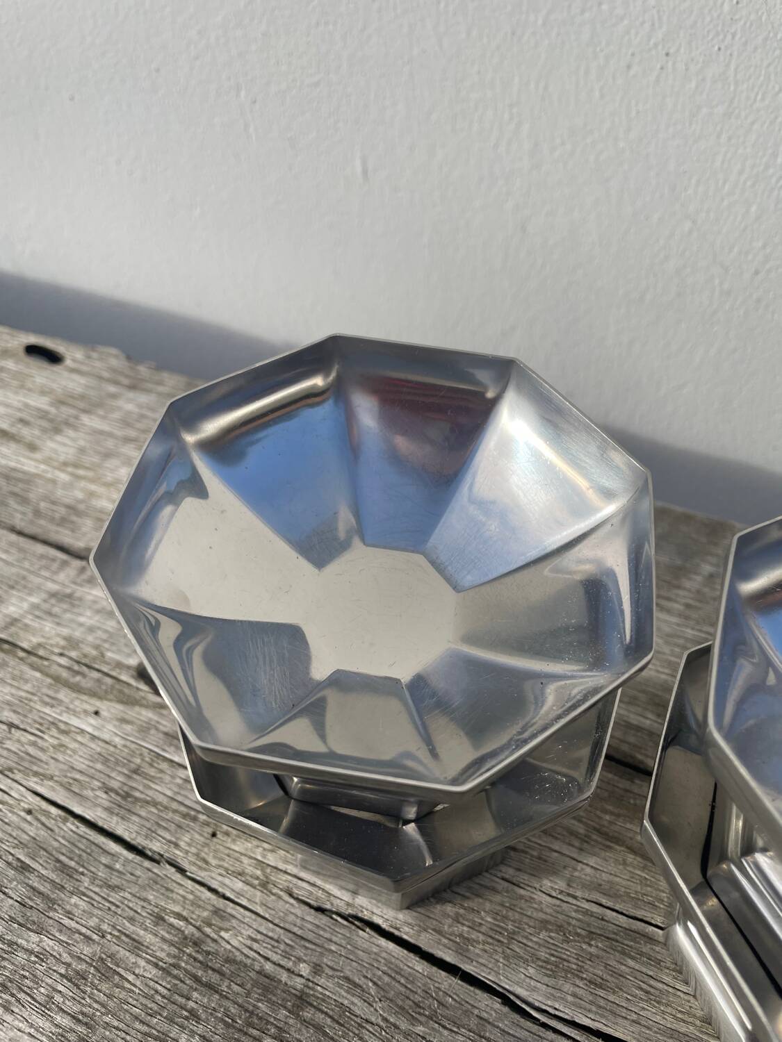 4 stainless steel cups 1970 signed Couzon