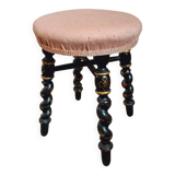 Tabouret Napoléon III ancien – XIXe siècle – Bois laqué noir, décor doré