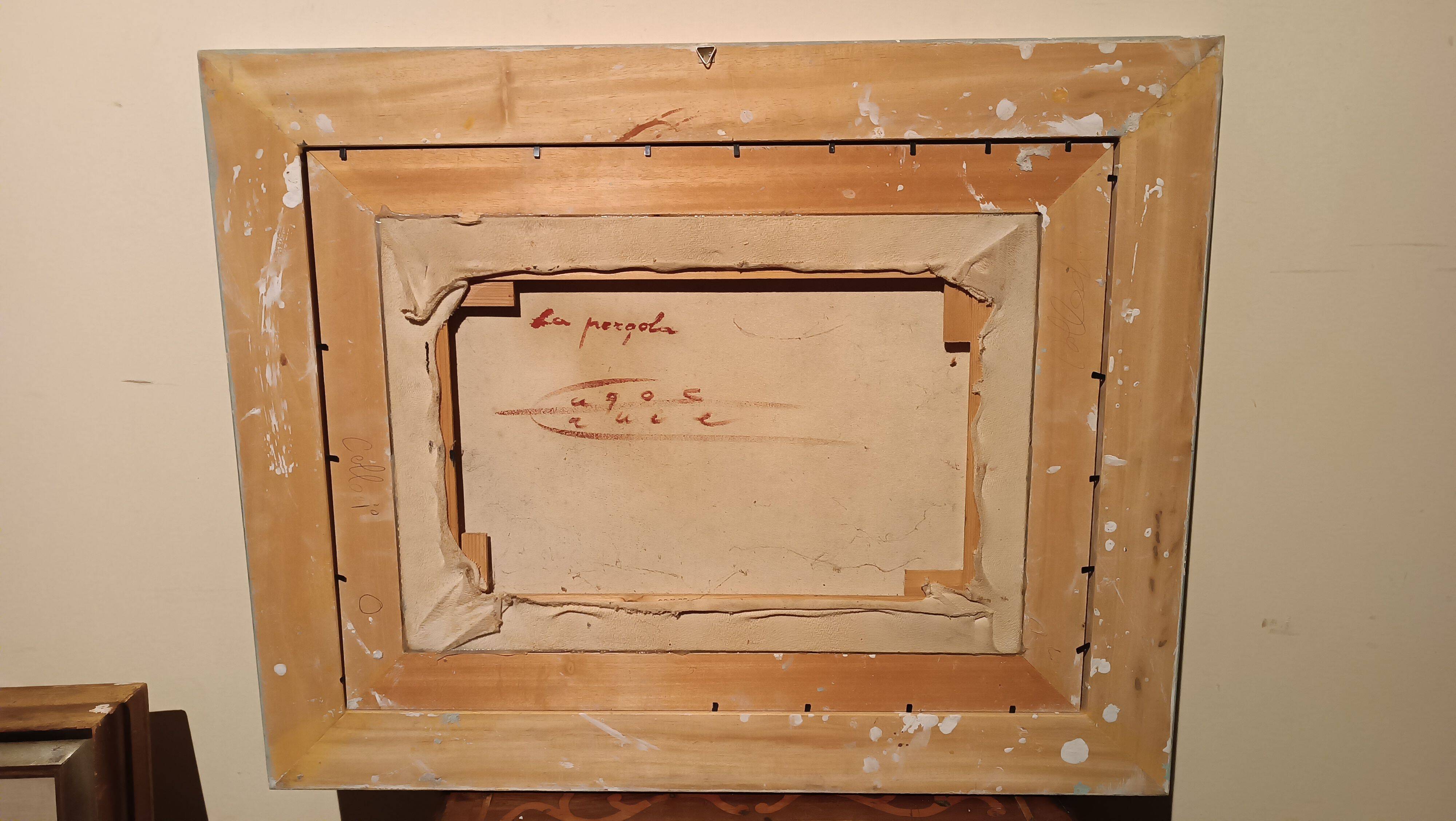 Huile sur toile titre "la pergola" signée années 1950/60 xxème siècle