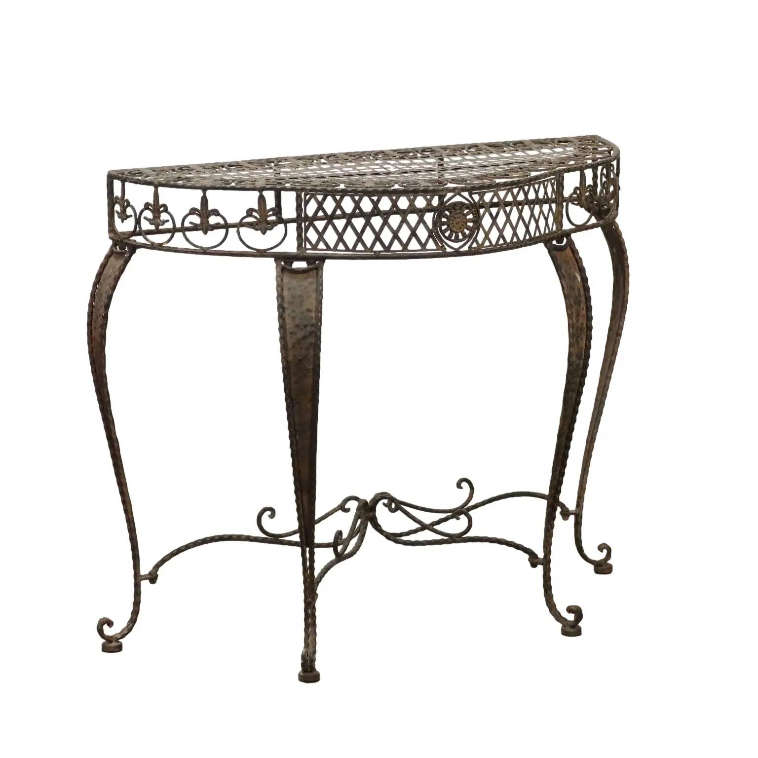 Old iron console painted with tin decorations, 20th century.