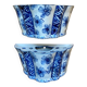 Pair of ceramic flower pots - flower picks with blue floral motifs