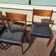 Set of 4 Scandinavian teak chairs in black leather