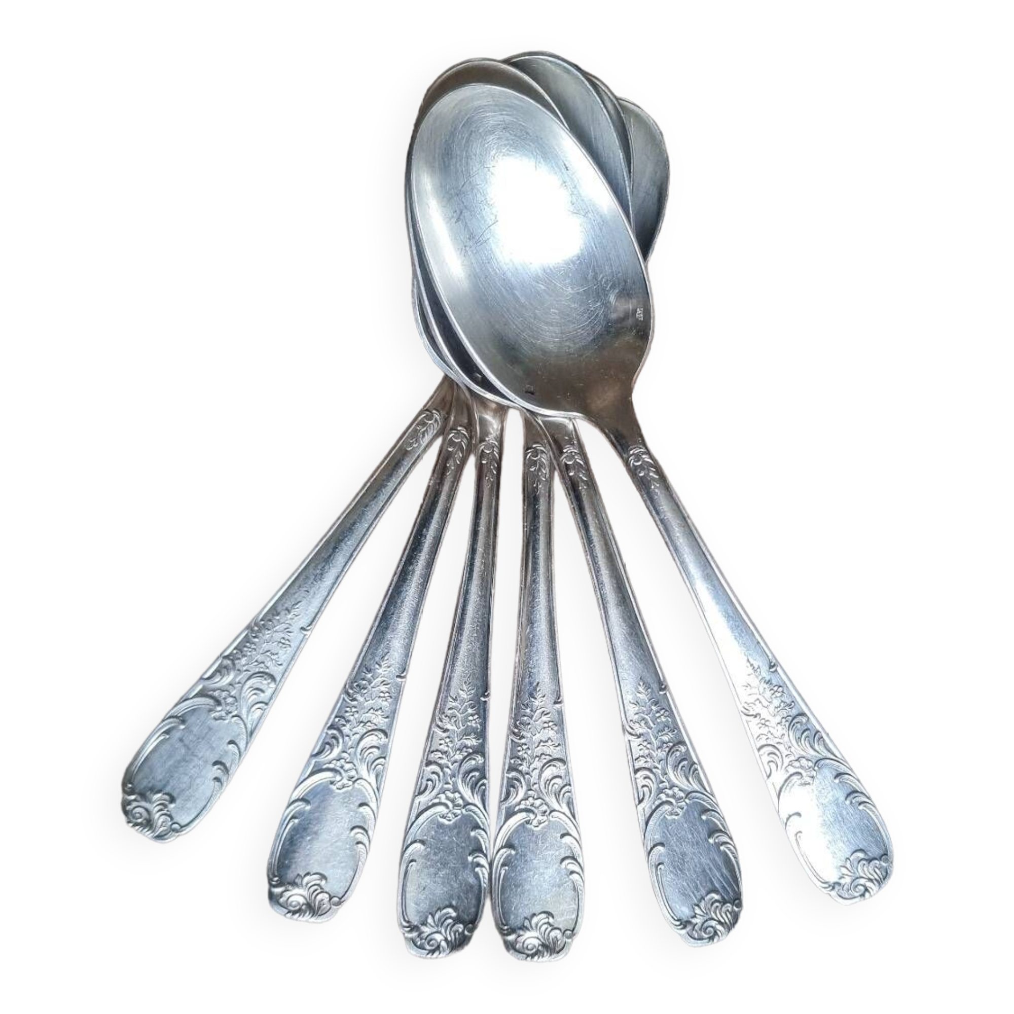 6 silver-plated soup spoons, 84gr, 1940