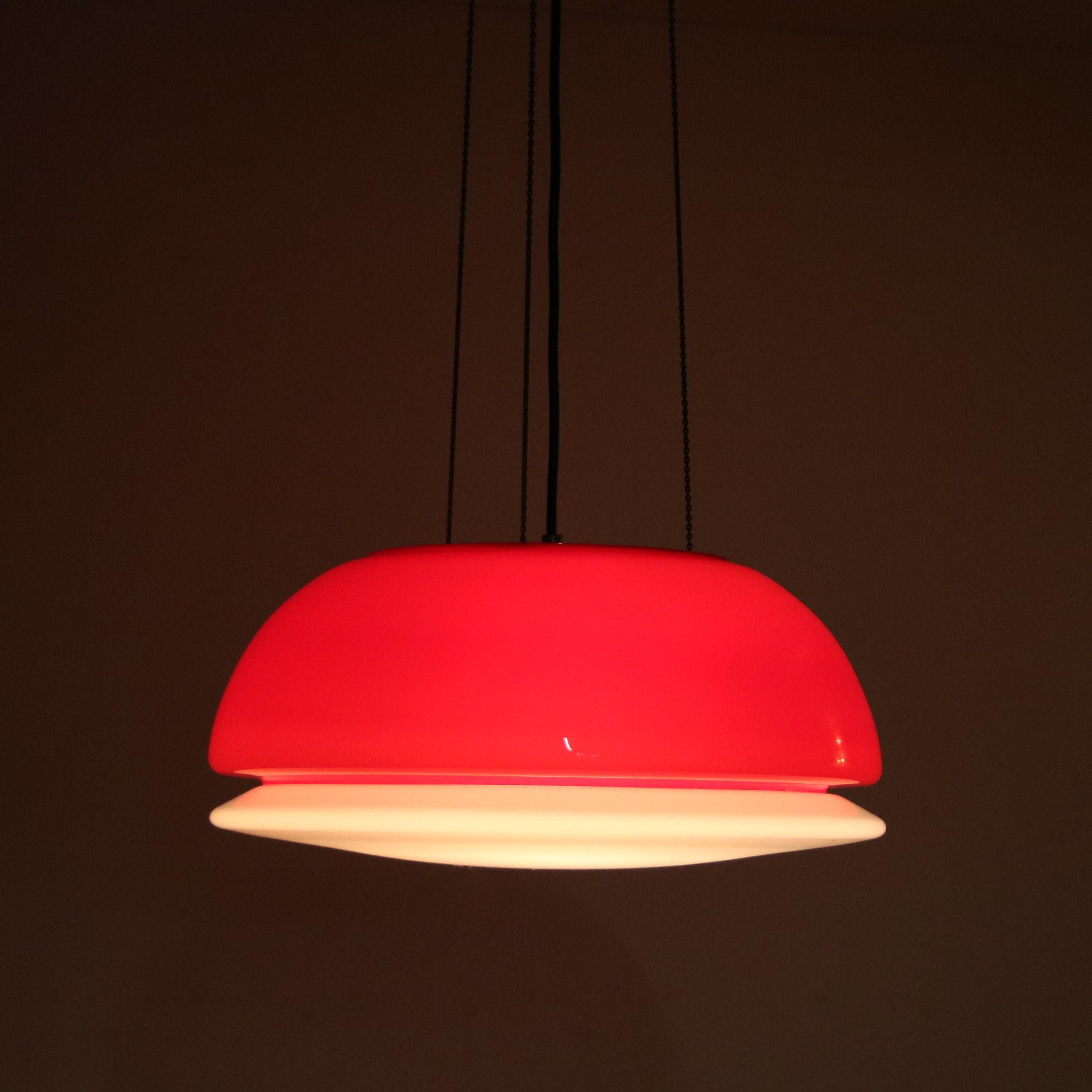 1960s Red glass hanging lamp from Italy