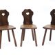 Set of 3 vintage brutalist mountain chairs, wooden chair, chalet