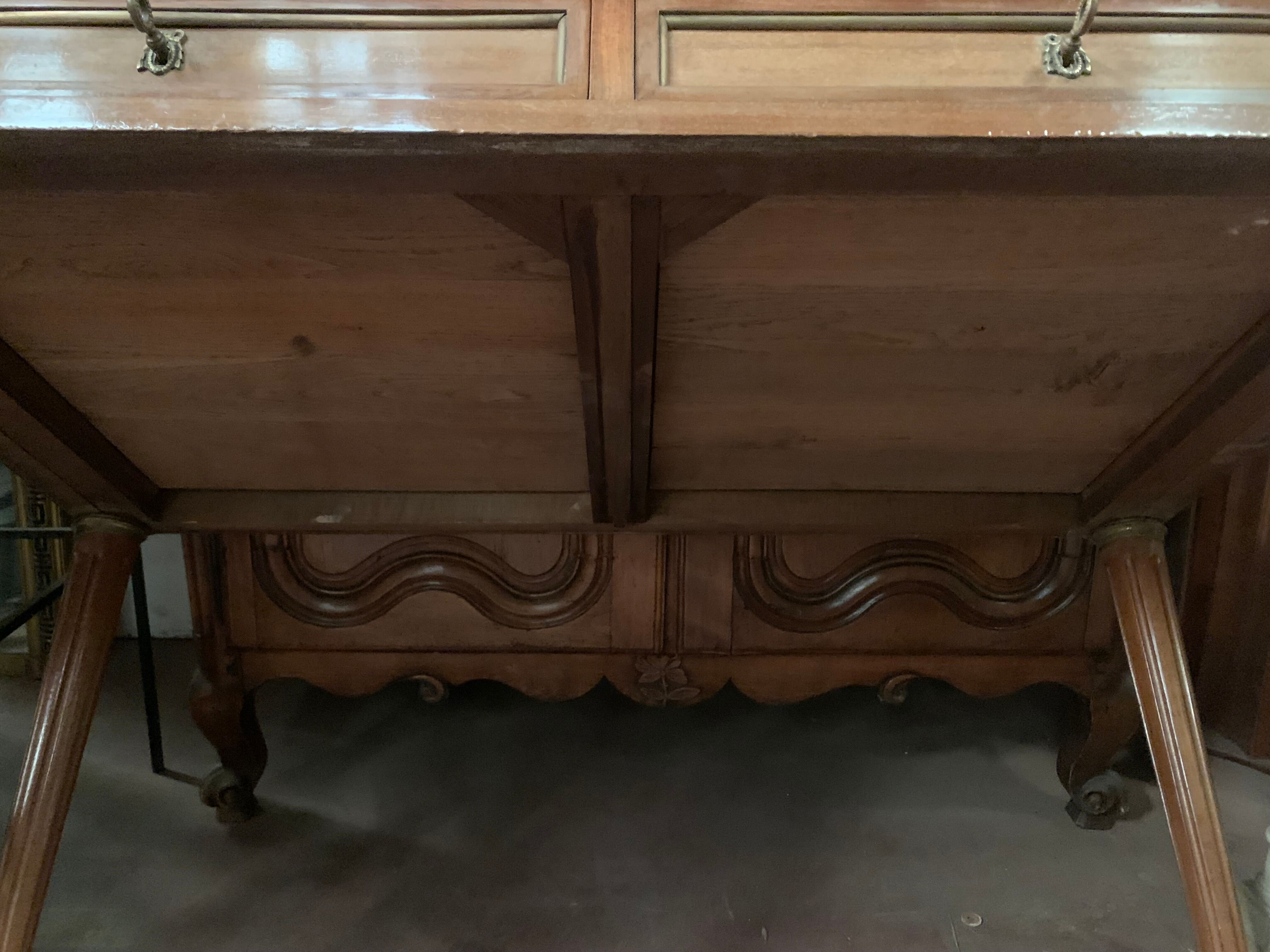 Flat desk louis XVI style Green leather top XX century