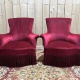 Paire de fauteuils crapauds Napoléon III