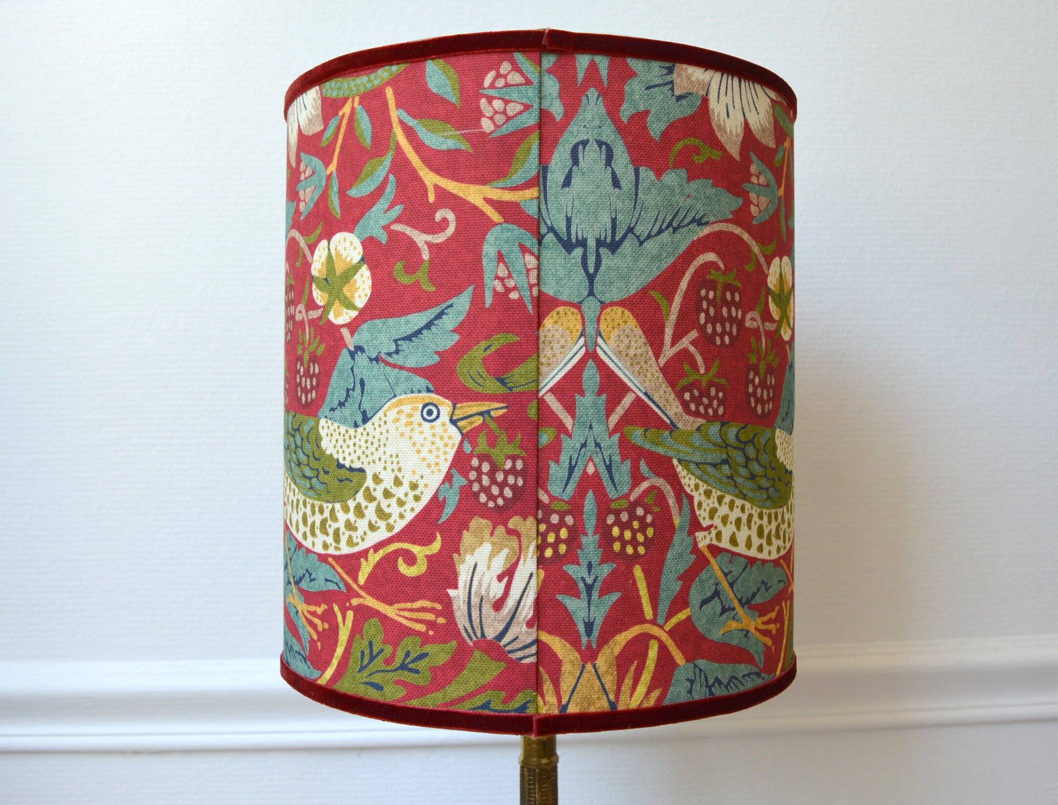 Bird and flower lampshade, William Morris style