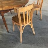 Round farm table 1850 and 6 bistro chairs