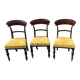 Set of 3 Victorian style chairs – mahogany – yellow velvet seat