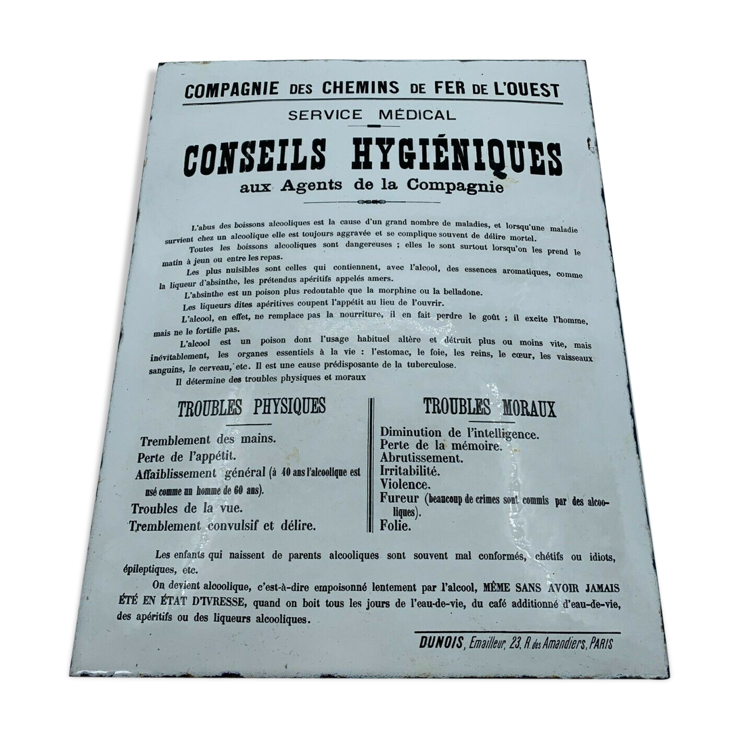 PLAQUE EMAILTHE WEST DUNOIS RAILWAY COMPANY PARIS