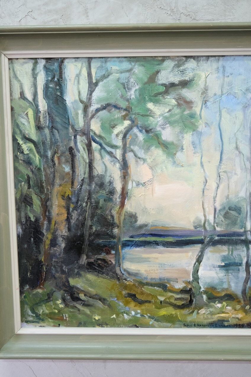 Astri Ekengren-Larsson, Swedish Modern Landscape, 1960s, Oil on Panel, Framed