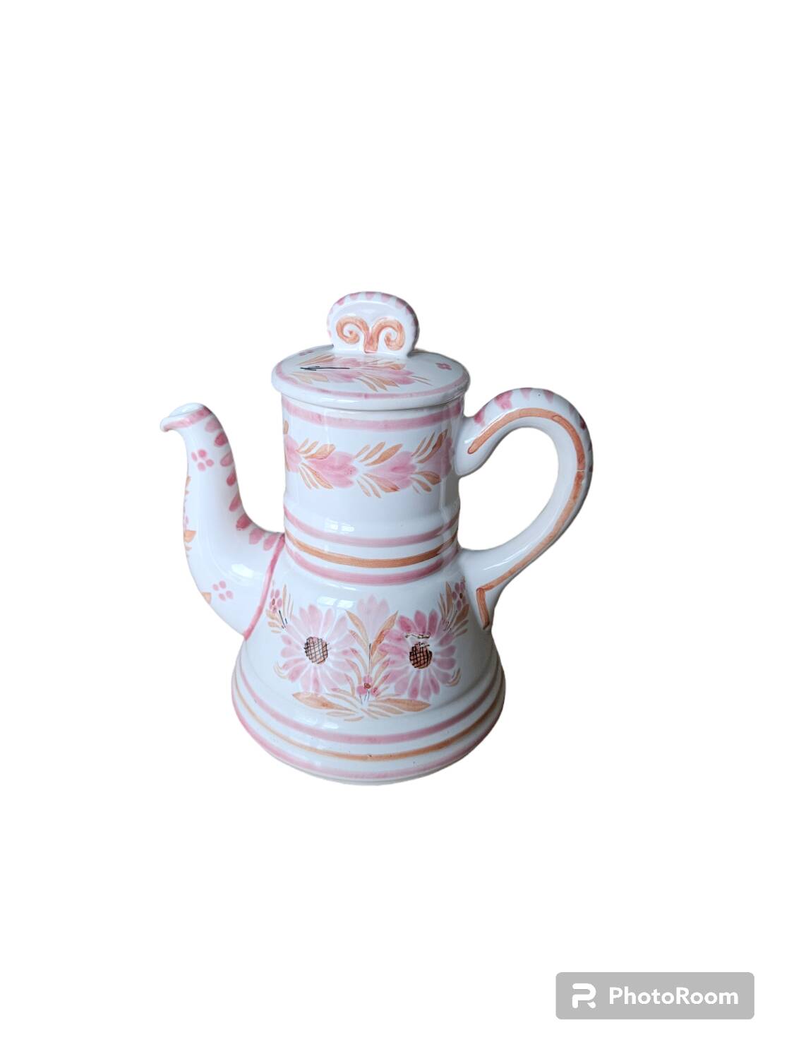 HB HENRIOT QUIMPER pink flower coffee maker