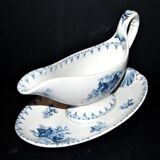 Sarreguemines U&C Flore sauce boat in earthenware with blue flowers
