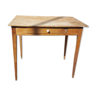 Table de ferme bois brut à tiroir