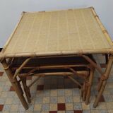 Set of 3 Vintage Rattan Coffee Tables
