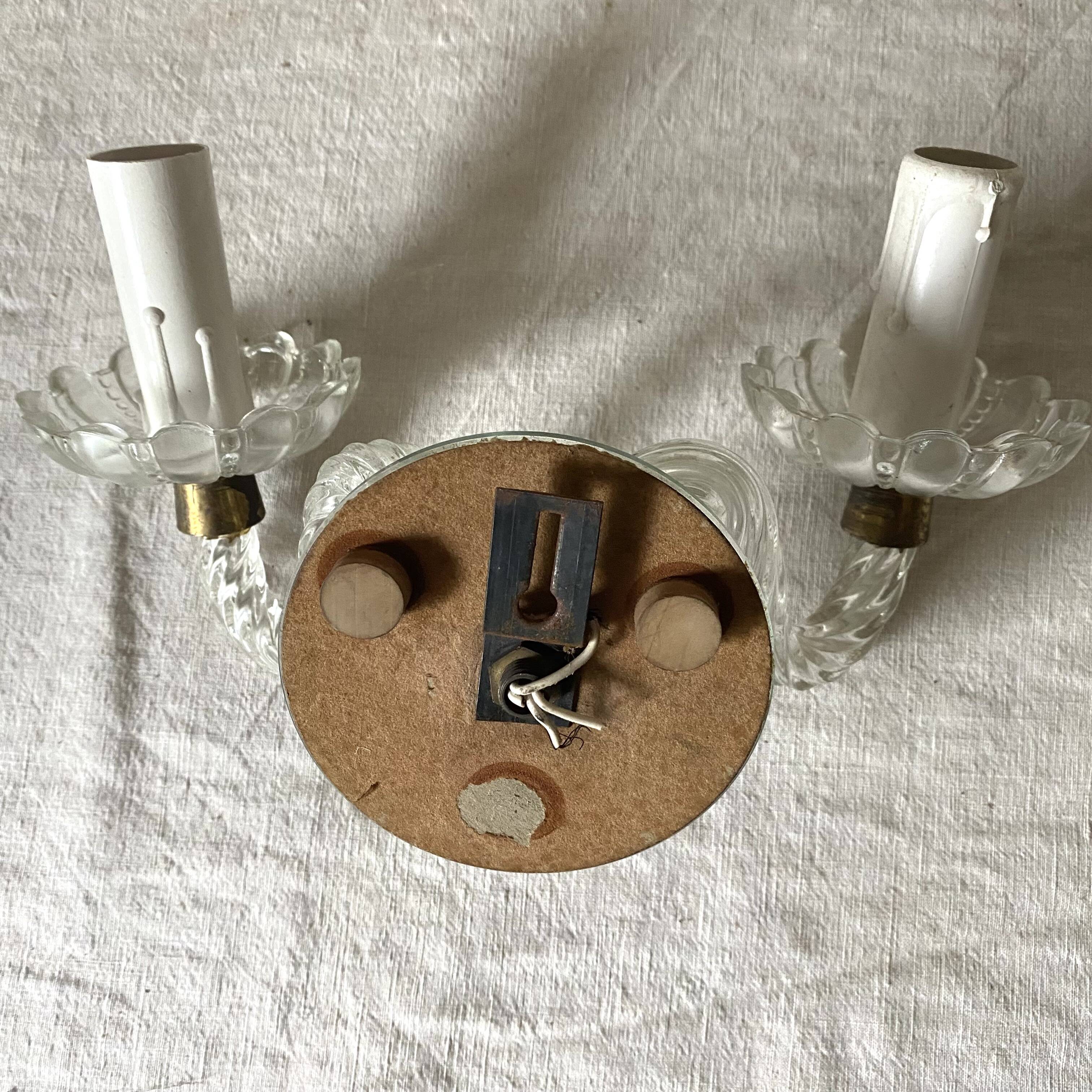 2-light murano glass and mirror wall light