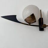 Vintage brass and opaline wall lamp, Arlus, France 1960s