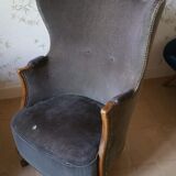 Pair of sculptural Bergère barrel armchairs