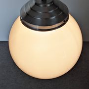XL Art Deco white opaline ball pendant light, France circa 1920