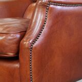 Armchair Made from Cognac-Colored Cowhide Leather