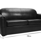 Sofa bed leather 3 places brown