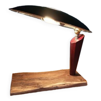 Lampe de bureau chevet loft soucoupe métal bois