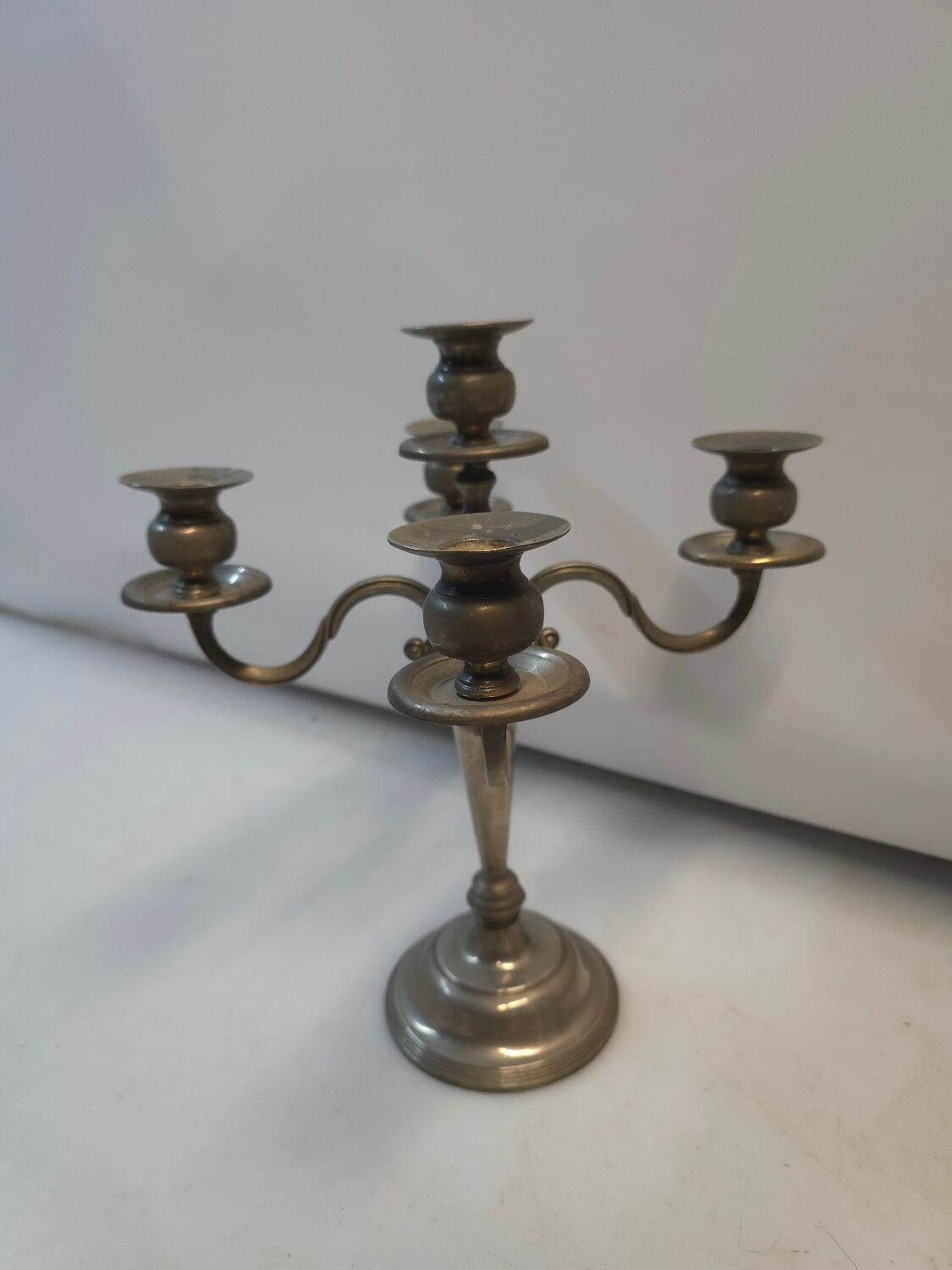 Chandelier 5 branches en métal argenté 