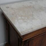 Antique French Pitch Pine & Marble Shop Counter Cabinet / Kitchen Island, 1