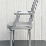 Louis xvi style “grey lacquered” armchair