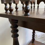 Nightstand, turned wooden bedside table opening with a drawer, vintage telephone table.