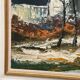 Large Original Swedish Oil on Panel – “Landscape with Houses and Trees” by Stig Hallblom – Signed – Vintage & Framed 90×59.5cm (35.4"×23.4")