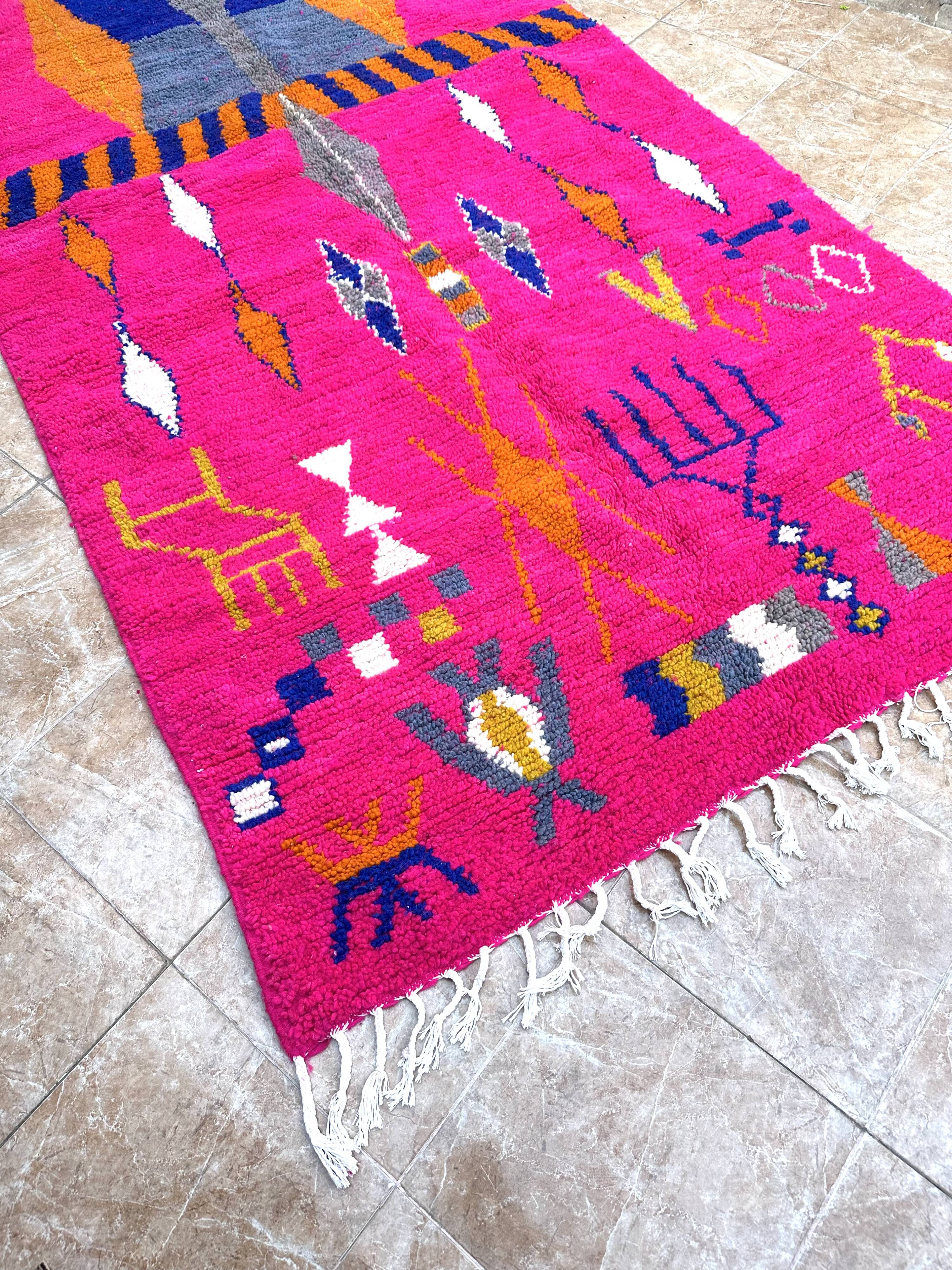 Authentic Moroccan Berber rug, Azilal, new and colorful, 256x150cm