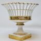 Coupe Sur Piédouche Corbeille Ajourée Porcelaine Blanc Et Or Restauration E