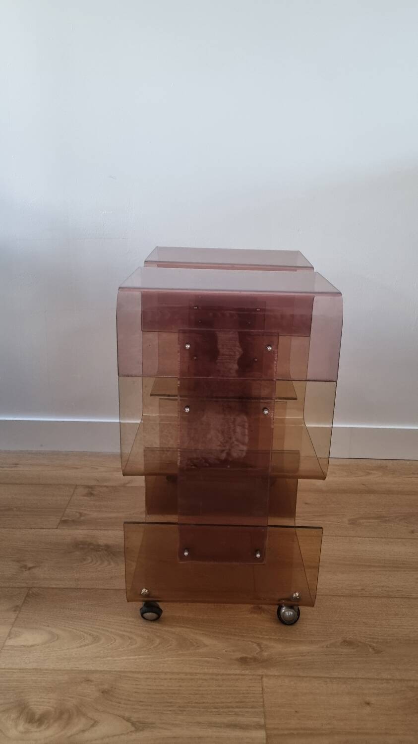 Vintage smoked plexiglass furniture